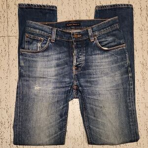 Nudie Jeans Co Grim Tim Shaded Blue Slim Straight Fit Jeans